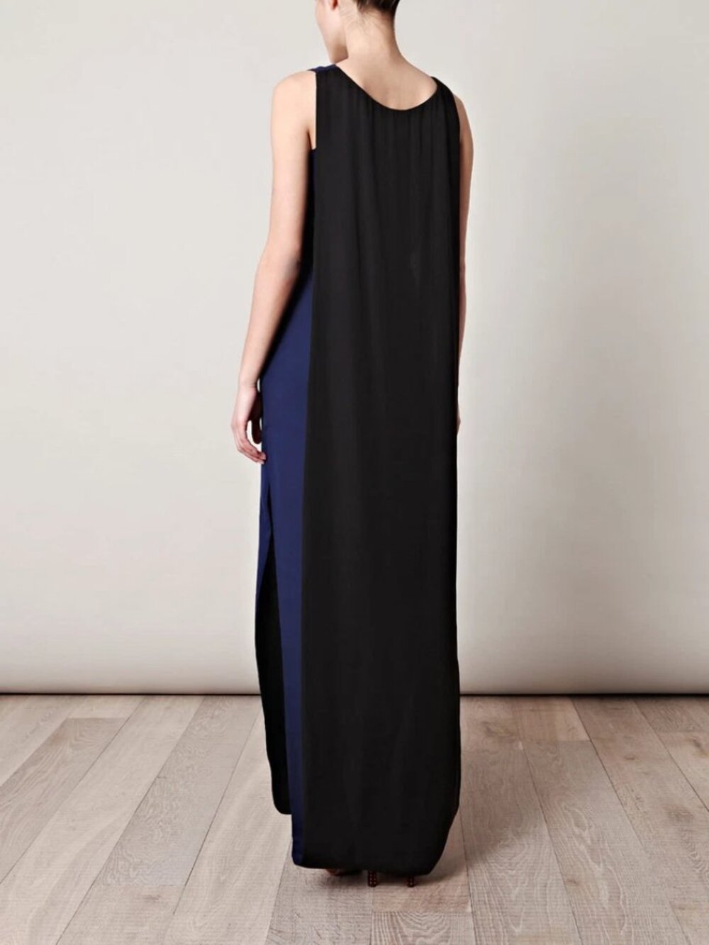 HALSTON HERITAGE Colorblock Silk Cape Back Long Dress Gown Size 0 NWT $695 - Picture 8 of 8